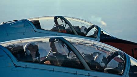 Two students fly in close formation seconds before they start their first bombing dry run. (Credit: National Geographic)