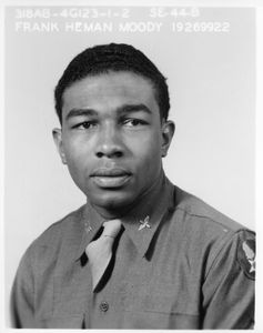 Frank Moody is seen in his official military portrait, class of 1944, single engine pilots. (National Archives and Records Administration)