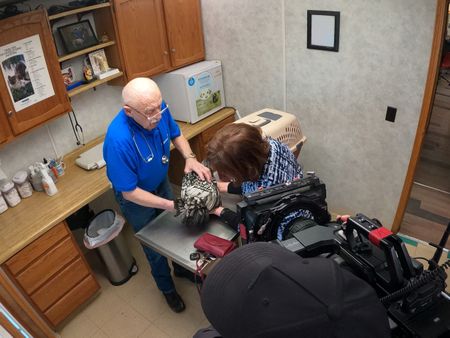 Gerolyn loves her chickens, Fancy and Rita. When they have problems, she brings them to Dr. Pol. (National Geographic/Bobby Falcon-Hart)
