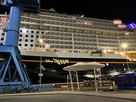 The Disney Treasure is docked at the Meyer Werft shipyard in Germany, as construction finishes. (credit: National Geographic/Jenn Brehm)