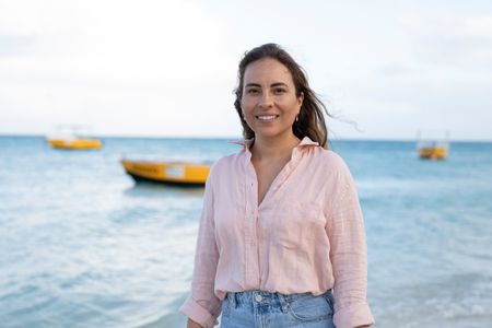 Dr. Alex Schnell on the Great Barrier Reef, Australia.  (National Geographic for Disney/Craig Parry)