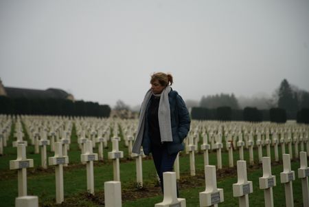 Alex Churchill at The Douaumont Ossuary, France. The Ossuary is a memorial containing the skeletal remains of soldiers who died on the battlefield during the Battle of Verdun in World War I. (National Geographic/Ciaran Henry)