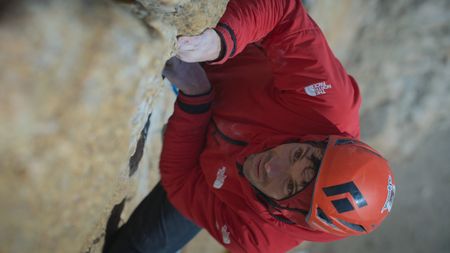 Alex Honnold leads the pool wall ascent.  (photo credit: National Geographic/Pablo Durana)