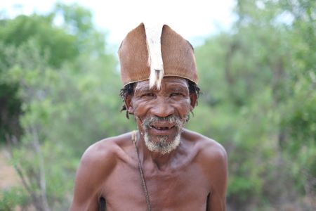 Qhoeta Xhoema of the Nharo San community.  (credit: National Geographic/Dionne Bromfield)