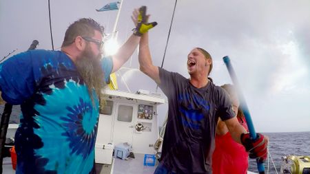 Gloucester, MA - Deckhand Mike Ott, First Mate Jarrett Przybyszewski, and Captain TJ Ott aboard the Hot Tuna.(PFTV)