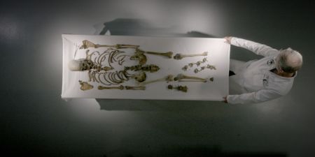 The body of a John Doe found with a fractured skull is laid out by the coroner. (National Geographic)