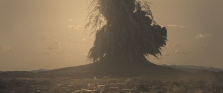 A CGI depiction of the Roman city of Pompeii as it might have appeared in AD 79 with Mount Vesuvius erupting in the background, it's ash column expanding like an umbrella. (National Geographic)