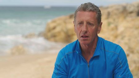 Ben Swart being interviewed about the day he and his friend, Nick Bester came into contact with a shark whilst out on the water. (National Geographic/Robert Cowling)