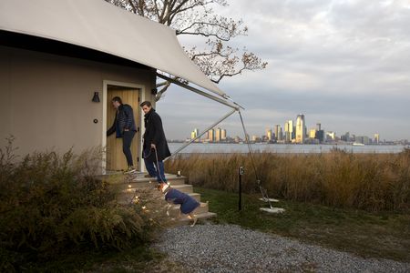 Antoni Porowski visits Collective Retreats on Governor's Island with his dog Neon. (National Geographic/Jose Alvarado Jr.)
