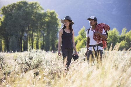 Jimmy Chin and Chai Vasarhelyi on location during the filming of Free Solo. (National Geographic/Chris Figenshau)