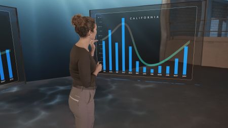Dr. Diva Amon next to a GFX chart of California shark attacks and the variation depending on the month. (National Geographic)
