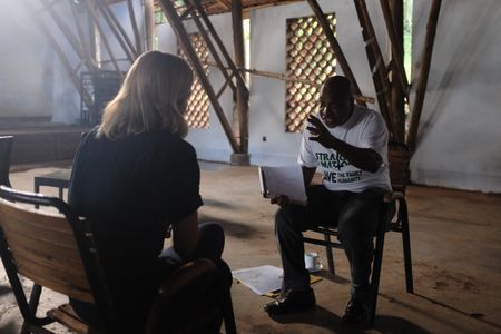 Mariana van Zeller interviews Pastor Martin Ssempa in Uganda. (National Geographic)