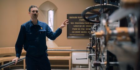 Clock Mechanic Andrew Strangeway explains how the Big Ben clock operates. (National Geographic)