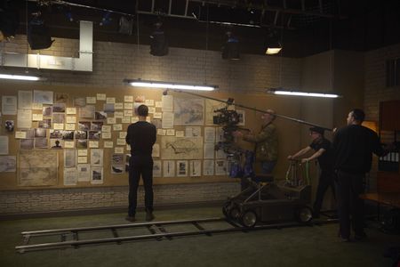 Host and Executive Producer Tom Hiddleston is filmed in studio, behind-the-scenes of Pompeii: Out of Time with Tom Hiddleston. (National Geographic/Christian Black)