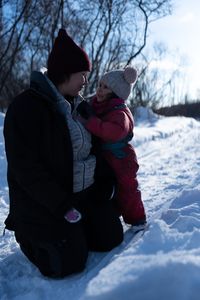 Sonta Roach with her daughter Chevelle, setting rabbit snares. (BBC Studios Reality Productions, LLC/Jayce Kolinski)