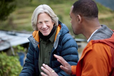 Will Smith, right, talks with Professor of Psychology Dacher Keltner about the secret of happiness. (credit: National Geographic/Kyle Christy)