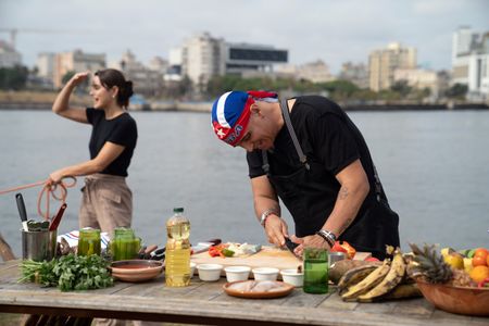 Mika and Chef Luis during the final cook in Cuba. (National Geographic/Justin Mandel)