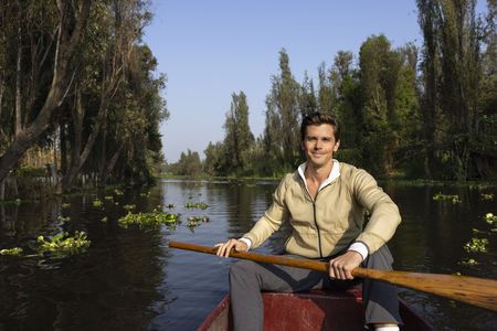 Antoni Porowski paddles through the canals of Xochimilco in National Geographic's Best of the World with Antoni Porowski. (National Geographic/Alicia Vera)