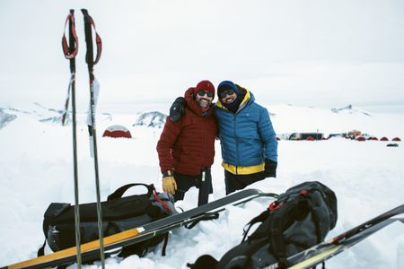 Will Smith, right, and Polar Athlete Richard Parks exploring in Antarctica together. (credit: National Geographic/Freddie Claire)