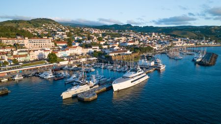 Drone shot of Horta Marina, Azores.  (credit: National Geographic/Bertie Gregory)