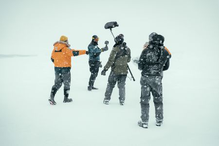Will Smith and crew in the North Pole during production of Pole to Pole with Will Smith. (credit: National Geographic/Freddie Claire)
