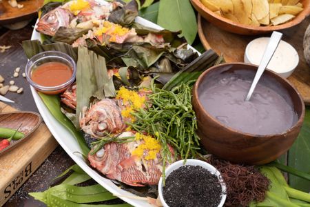 Chef Makani's Lau Lau with Poi. (National Geographic/Justin Mandel)