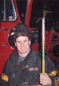 An archive image of Scott Fox as a firefighter in Rescue 5. Though he was retired at the time of 9/11, he went to help and save John McLoughlin from the pile. (Photo courtesy Scott Fox)