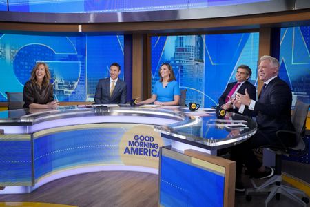 LARA SPENCER, WHIT JOHNSON, MARY BRUCE, GEORGE STEPHANOPOULOS, SAM CHAMPION