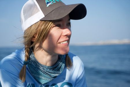 Dr. Megan Winton looks out to sea. (National Geographic/Brandon Sargeant)