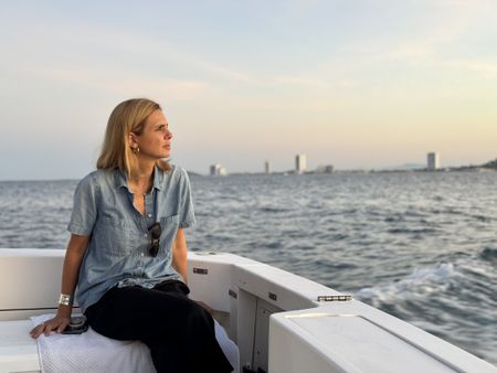 Mariana van Zeller poses on a boat. (National Geographic)