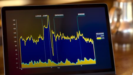 The experiment screen showing Will's response to his bridge swing. (credit: National Geographic)