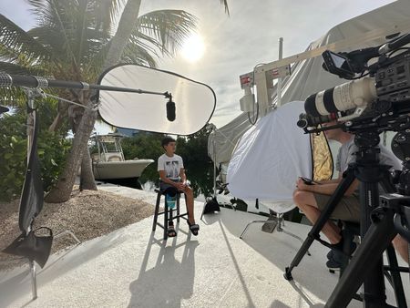 BTS of Jameson Reeder Jr being interviewed by the crew. (National Geographic/Martin Cass)
