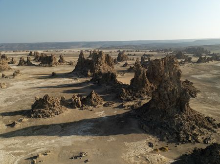 An aerial view of the rocky landscape of Djibouti.   (National Geographic/Luke Nelson)
