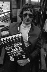 Steven Spielberg on the set of Jaws. (Courtesy of Universal Studios Licensing LLC)