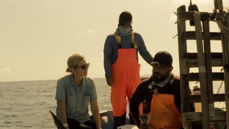 Mariana van Zeller interviews German and his crew off the coast of Mexico. (National Geographic)