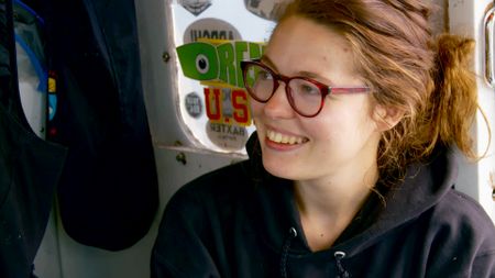 Gloucester, MA - Deckhand Angelica Marciano on the Hard Merchandise. (PFTV)
