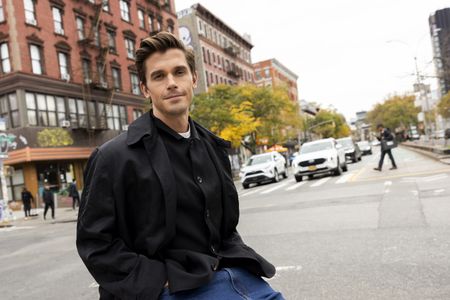 Antoni Porowski poses on the street in Chinatown in New York City. (National Geographic/Jose Alvarado Jr.)