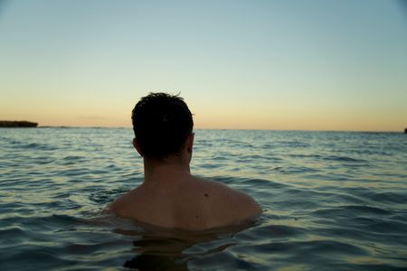 Drama recreation shoot of Caleb Swanepoel in the water. (National Geographic/Samuel Gonzalez)