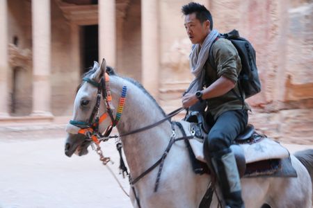 Petra, Jordan - Albert Lin on horseback at Al-Khazneh in Petra, Jordan. (National Geographic)