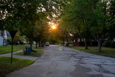 A residential street at sunset in Canton, OH. (National Geographic/Rob Taylor)