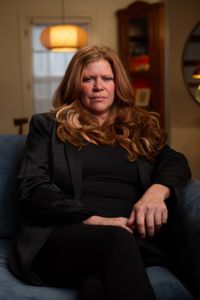 Edye Raines is pictured in close-up portrait during the production of National Geographic's Oklahoma City Bombing: One Day In America. Raines is the mother of Chase and Colton, both of whom were killed while at the Murrah Building day care facility. On April 19, 1995, America experienced the deadliest domestic terror attack in its history. Thirty years later, this series tells the story of that day told only by those who lived through it – the people of Oklahoma. (National Geographic/Brandon Widener)