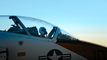 Student Lt Carissa Meinster waits for the dogfight to start. (Credit: National Geographic)