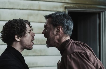 Hornaeus yells at an older male witness, who yells back. (Dash Productions Services LTD/Antoan Ivanov)