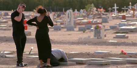 Apache Junction Jane Doe's sister Michelle Harrison visits the unmarked grave where her sister was buried. (National Geographic)