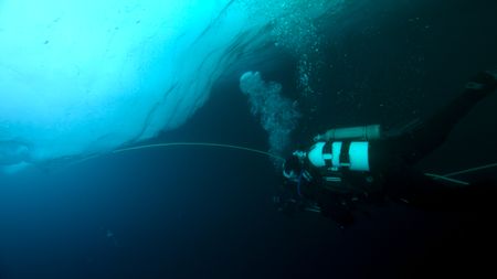 Will Smith diving under the ice near the North Pole. (credit: National Geographic)