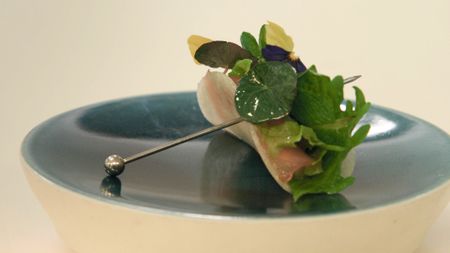 Da Vittorio's takos with amberjack, flowers, leaves, and a touch of fresh herbs.  (credit: National Geographic)
