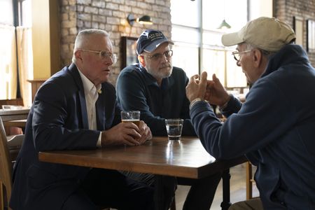 John Paczkowski, George Phoenix and Jan Demczur, who used to work in the North Tower of the World Trade Center and were stuck in an elevator together on 9/11, discuss the events of that day. (National Geographic/Virginia Sherwood)
