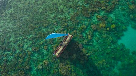 Will, John and Mary travel to Tench across the ocean in the Sailau. 
  (credit: National Geographic)