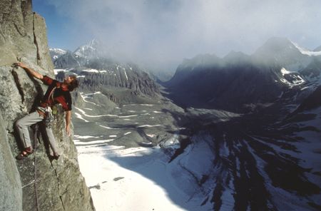 Alex Lowe on The Bird, Ak Su, Kyrgyzstan, 1995. (Credit: Chris Noble)