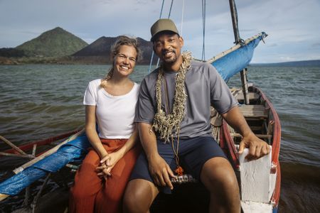 Will Smith with Linguist Mary Walworth in Tench. (credit: National Geographic/Freddie Claire)
